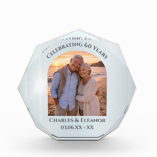 Elegant 60th Anniversary Arch Photo Keepsake Gift フォトブロック (正面)