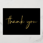 Elegant 60th Birthday Black Foil Thank You Card 箔招待状 (正面)