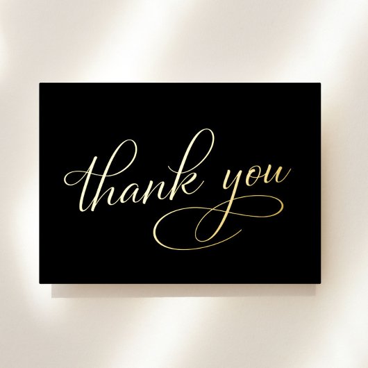 Elegant 60th Birthday Black Foil Thank You Card 箔招待状