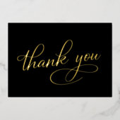 Elegant 60th Birthday Black Foil Thank You Card 箔招待状 (正面)