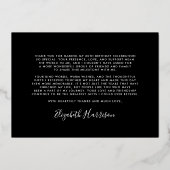 Elegant 60th Birthday Black Foil Thank You Card 箔招待状 (裏面)