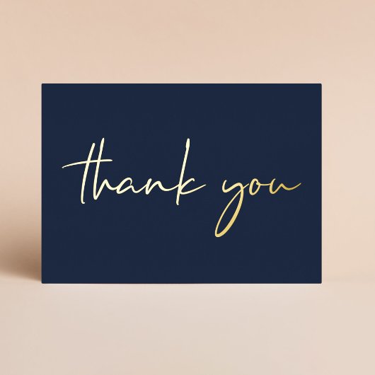 Elegant 60th Birthday Blue Foil Thank You Card 箔招待状
