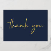 Elegant 60th Birthday Blue Foil Thank You Card 箔招待状 (正面)