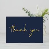 Elegant 60th Birthday Blue Foil Thank You Card 箔招待状 (立ち正面)