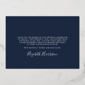 Elegant 60th Birthday Blue Foil Thank You Card 箔招待状 (裏面)