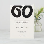 Elegant 60th Birthday Invitation - Minimal Style 招待状 (スタンド正面)