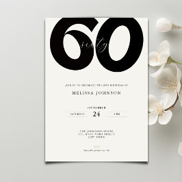 Elegant 60th Birthday Invitation - Minimal Style 招待状