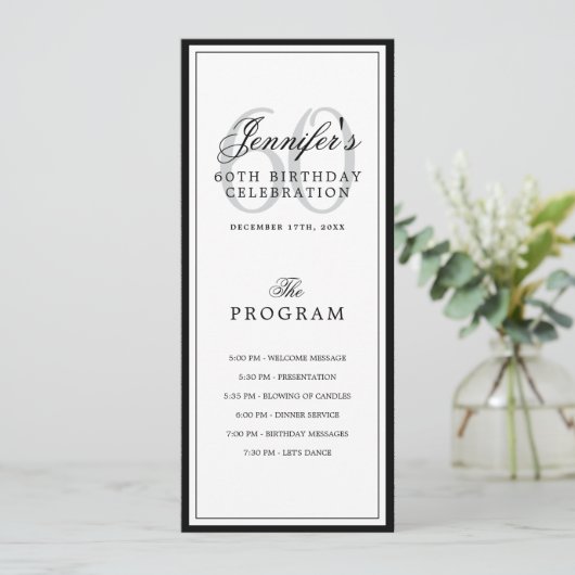 Elegant 60th Birthday Party Program + Menu  招待状 (スタンド正面)