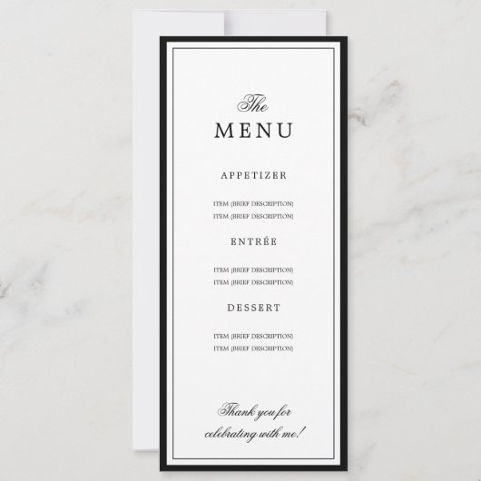 Elegant 60th Birthday Party Program + Menu  招待状 (裏面)