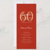 Elegant 60th Birthday Party Program Red Gold 招待状 (正面)