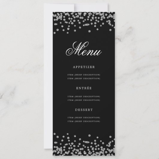 Elegant 60th Birthday Program Silver Confetti Menu 招待状 (裏面)
