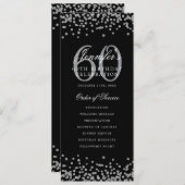Elegant 60th Birthday Program Silver Confetti Menu 招待状 (正面/裏面)