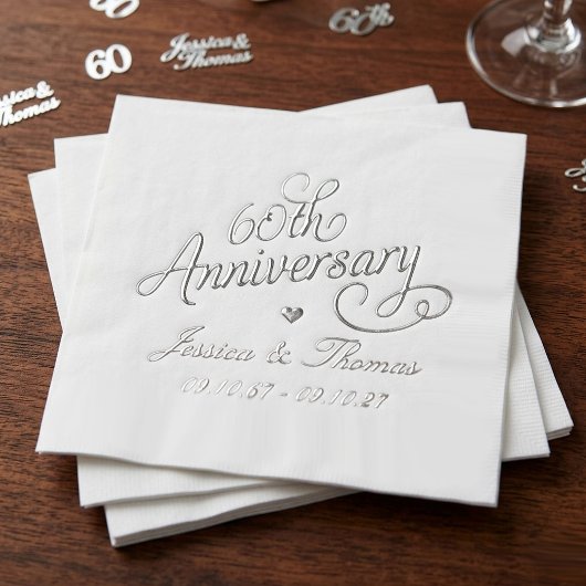 Elegant 60th Diamond Wedding Anniversary Real 箔ナプキン