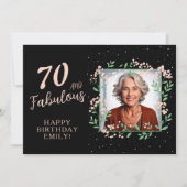 Elegant 70 and Fabulous Flower 70th Birthday Photo カード (正面)