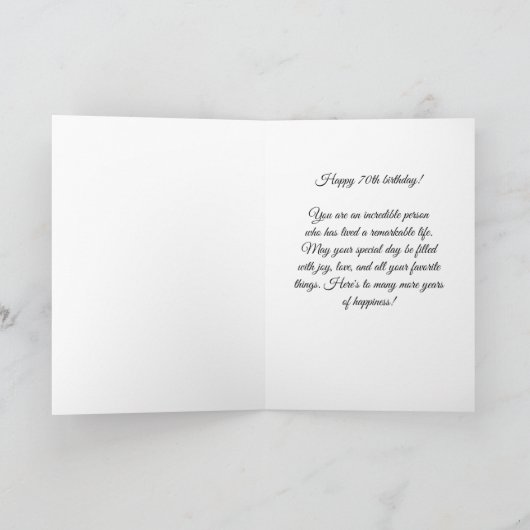 Elegant 70 and Fabulous Ornament 70th Birthday カード (内部)