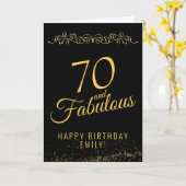 Elegant 70 and Fabulous Ornament 70th Birthday カード (黄色い花)