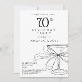 Elegant 70th birthday black and white card 招待状 (正面)