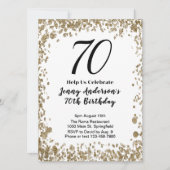 Elegant 70th Birthday Invitation For Her in Gold 招待状 (正面)