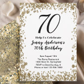 Elegant 70th Birthday Invitation For Her in Gold 招待状