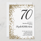 Elegant 70th Birthday Invitation With Gold Sequins 招待状 (正面)