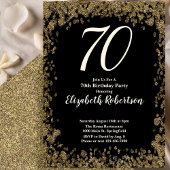 Elegant 70th Birthday Invitation With Gold Sequins 招待状
