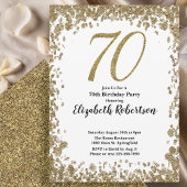 Elegant 70th Birthday Invitation With Gold Sequins 招待状