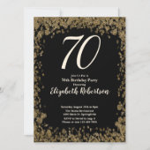 Elegant 70th Birthday Invitation With Gold Sequins 招待状 (正面)