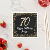 Elegant 70th Birthday Napkins Gold and Black スタンダードカクテルナプキン (インサイチュ)