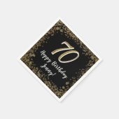 Elegant 70th Birthday Napkins Gold and Black スタンダードカクテルナプキン (角)