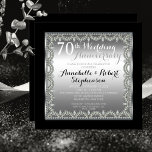 Elegant 70th Silver and Diamonds Anniversary 招待状<br><div class="desc">Opulent elegance frames this wedding anniversary invitation design in a unique scalloped diamond design with center teardrop diamonds with faux added sparkles. Text is gradiented for effect as well. Original design by Holiday Hearts Designs (all rights reserved). If you require design assistance to customize to your unique needs, please email...</div>