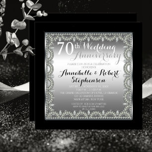 Elegant 70th Silver and Diamonds Anniversary 招待状
