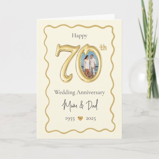 Elegant 70th Wedding Anniversary Card - Mum & Dad  カード (正面)