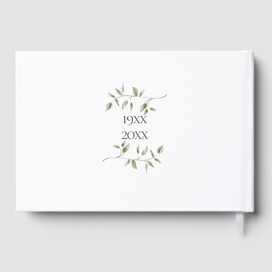 Elegant 70th Wedding Anniversary Floral Greenery ゲストブック (裏面)