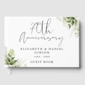Elegant 70th Wedding Anniversary Floral Greenery ゲストブック (正面)