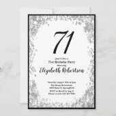 Elegant 71st Birthday Invitation For Her in Silver 招待状 (正面)