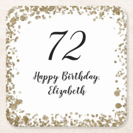 Elegant 72nd Birthday Coasters With Gold Sequins スクエアペーパーコースター