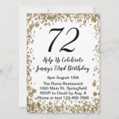 Elegant 72nd Birthday Invitation For Her in Gold 招待状 (正面)