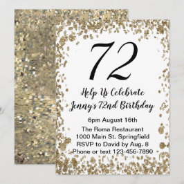 Elegant 72nd Birthday Invitation For Her in Gold 招待状