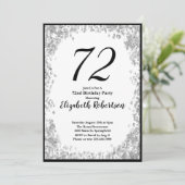 Elegant 72nd Birthday Invitation For Her in Silver 招待状 (スタンド正面)