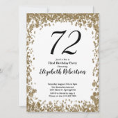Elegant 72nd Birthday Invitation With Gold Sequins 招待状 (正面)