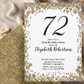 Elegant 72nd Birthday Invitation With Gold Sequins 招待状