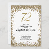 Elegant 72nd Birthday Invitation With Gold Sequins 招待状 (正面)