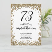 Elegant 73rd Birthday Invitation With Gold Sequins 招待状 (スタンド正面)