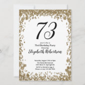 Elegant 73rd Birthday Invitation With Gold Sequins 招待状 (正面)