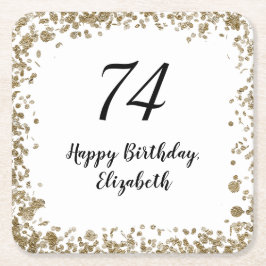 Elegant 74th Birthday Coasters With Gold Sequins スクエアペーパーコースター