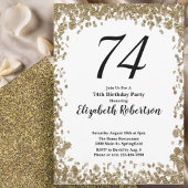 Elegant 74th Birthday Invitation With Gold Sequins 招待状