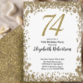 Elegant 74th Birthday Invitation With Gold Sequins 招待状