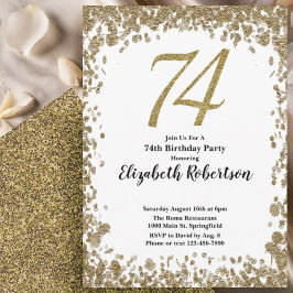 Elegant 74th Birthday Invitation With Gold Sequins 招待状