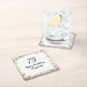 Elegant 75th Birthday Gold Sequin Birthday Party スクエアペーパーコースター (インサイチュ)
