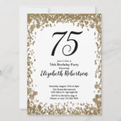 Elegant 75th Birthday Invitation With Gold Sequins 招待状 (正面)